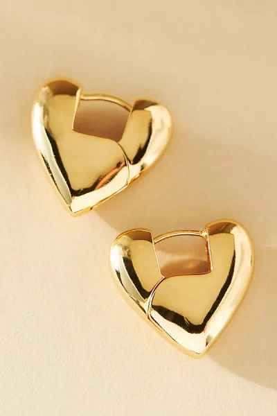 By Adina Eden Solid Super Chunky Heart Hoop Earrings In Gold