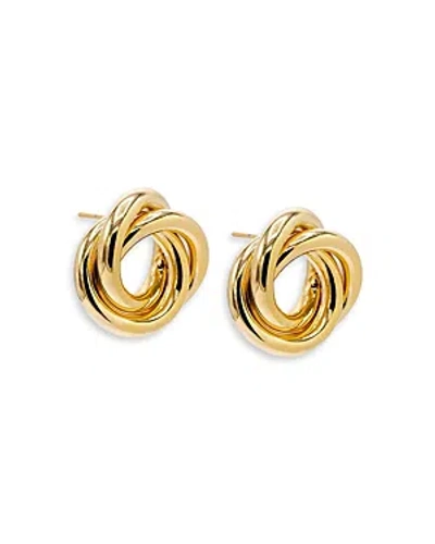 By Adina Eden Solid Triple Stranded Knot Stud Earrings In Gold