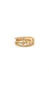 By Adina Eden Solitaires & Teardrops Ring Combo Set In Gold