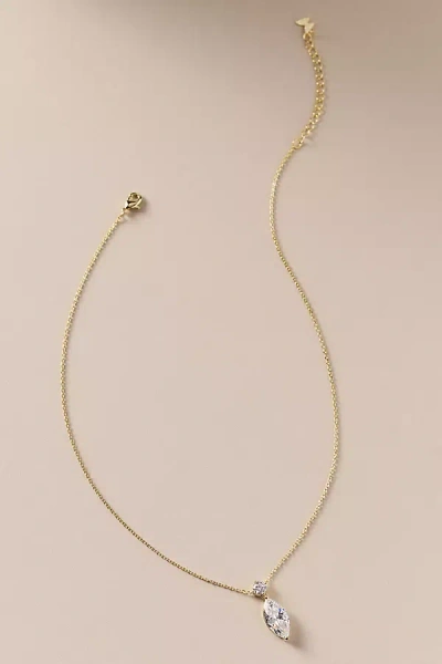By Adina Eden Solitare & Marquise Pendant Necklace In Gold