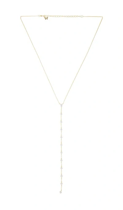 By Adina Eden Teardrop Cz Lariat Necklace In Gold