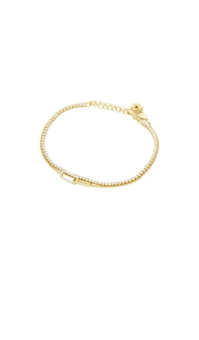 By Adina Eden Tennis & Paperclip Pave Bracelet Combo Set In Gold