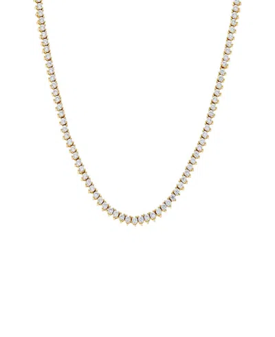 By Adina Eden Thin Three Prong Tennis Necklace In Gold