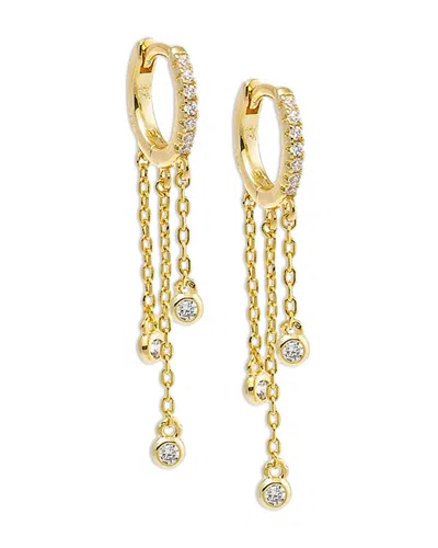 By Adina Eden Triple Cubic Zirconia Chain Drop Huggie Hoop Earrings