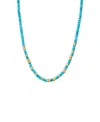 By Adina Eden Turquoise Beaded With Gold Accent Choker Necklace In Brown