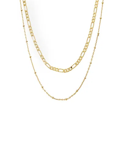 By Adina Eden Two In One Figaro X Ball Chain Necklace In Gold