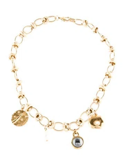 Pre-owned By Alona Pearl, Faux Pearl & Cubic Zirconia Multicharm Collar Necklace, 15.5"