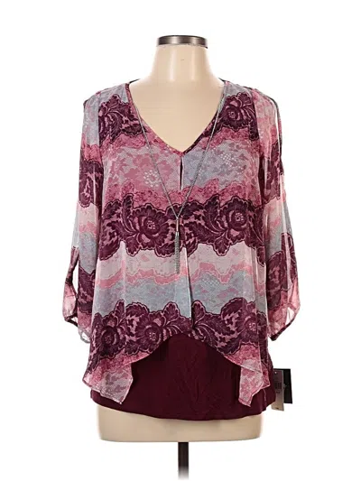 Pre-owned By & By 3/4 Sleeve Blouse In Burgundy