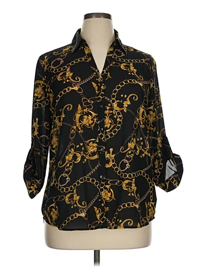 Pre-owned By & By 3/4 Sleeve Blouse In Gold