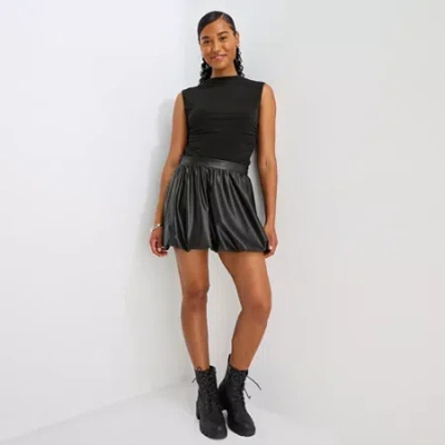 By & By By&by Bubble Womens Juniors Mid Rise A-line Skirt In Black