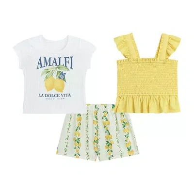 By And By Girl By&by Girl Baby Girls 3-pc. Short Set In Yellow