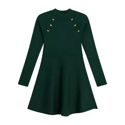 By And By Girl By&by Girl Big Kid Girls Long Sleeve Sweater Dress In Green