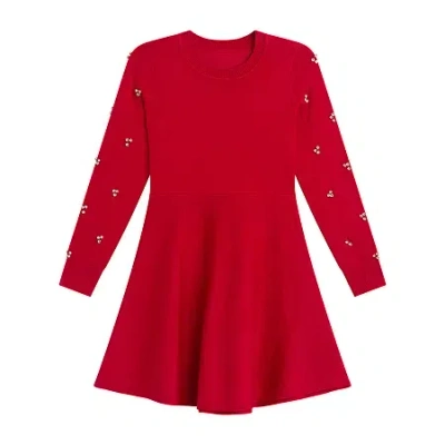 By And By Girl By&by Girl Big Kid Girls Long Sleeve Sweater Dress In Red