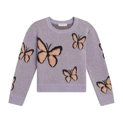 By And By Girl By&by Girl Big Kid Girls Round Neck Long Sleeve Pullover Sweater In Purple