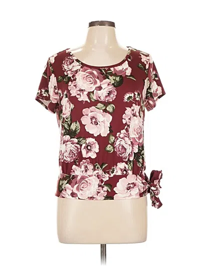 Pre-owned By & By Short Sleeve Blouse In Burgundy