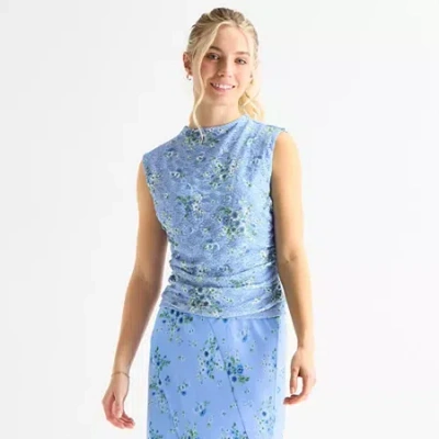 By & By By&by Womens Juniors High Neck Blouse In Blue