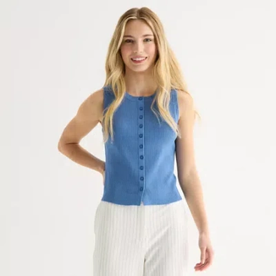 By & By By&by Womens Juniors High Neck Tank Top In Blue