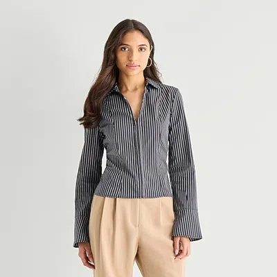 By & By By&by Womens Juniors Long Sleeve Blouse In Gray