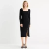 By & By By&by Womens Juniors Long Sleeve Midi Sweater Dress In Black