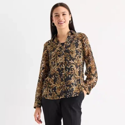 By & By By&by Womens Juniors Long Sleeve Regular Fit Button-down Shirt In Multi