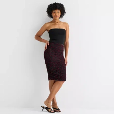 By & By By&by Womens Juniors Mid Rise Midi A-line Skirt In Black