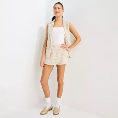 By & By By&by Womens Juniors Mid Rise Wrap Skirt In White