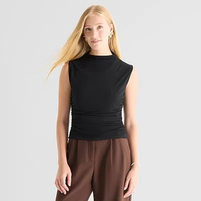 By & By By&by Womens Juniors Mock Neck Sleeveless Blouse In Black