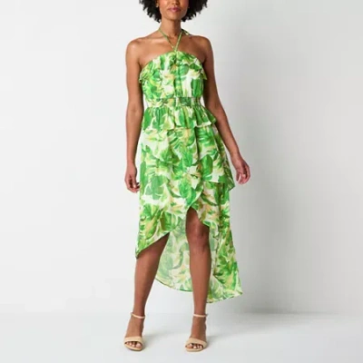 By & By By&by Womens Juniors Sleeveless Floral A-line Dress In White