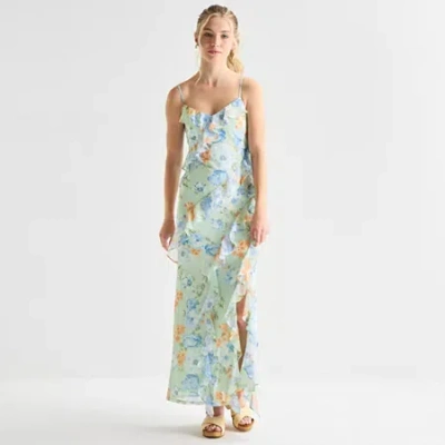 By & By By&by Womens Juniors Sleeveless Floral Midi Slip Dress In Multi