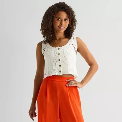 By & By By&by Womens Juniors Sleeveless Tank Top In White