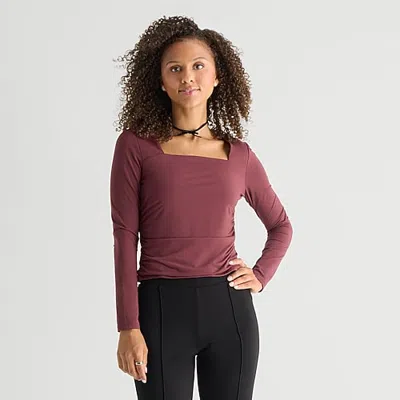 By & By By&by Womens Juniors Square Neck Long Sleeve Blouse In Red