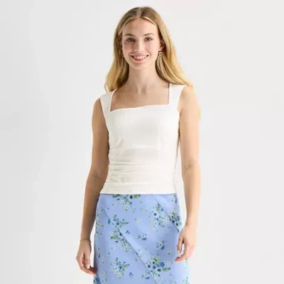 By & By By&by Womens Juniors Square Neck Sleeveless Tank Top In White