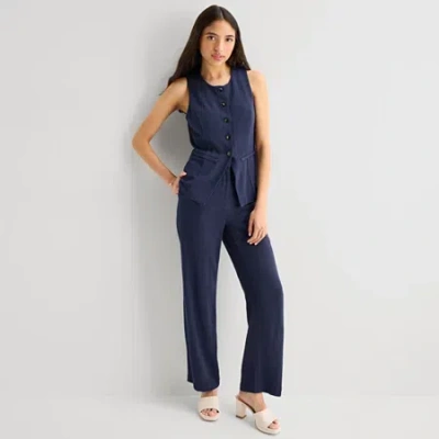 By & By By&by Womens Juniors Straight Flat Front Pant In Blue
