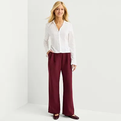 By & By By&by Womens Juniors Wide Leg High Rise Trouser In Red