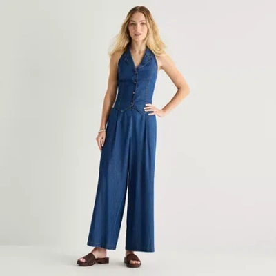 By & By By&by Womens Juniors Wide Leg Trouser In Blue