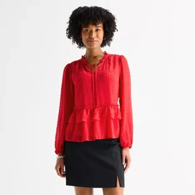 By & By By&by Womens Long Sleeve Blouse In Red
