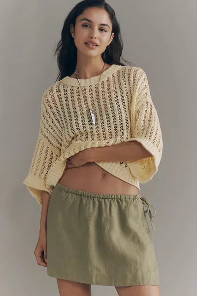 By Anthropologie 100% Linen Skort In Beige