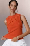 By Anthropologie 3-d Floral Applique Sleeveless Top