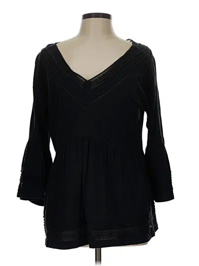 Pre-owned By Anthropologie 3/4 Sleeve Blouse In Black