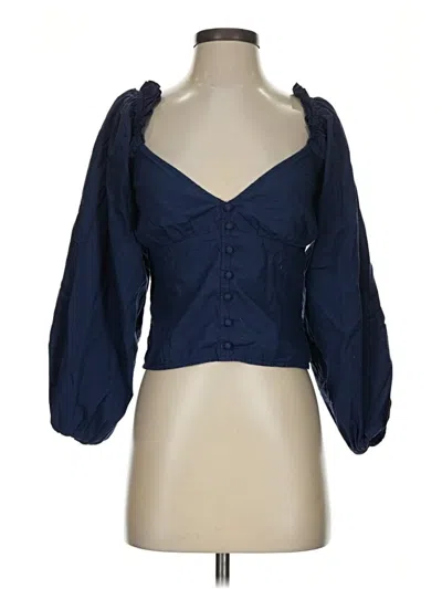 Pre-owned By Anthropologie 3/4 Sleeve Blouse In Blue