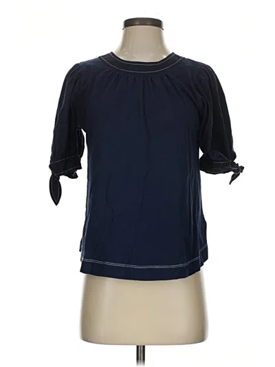 Pre-owned By Anthropologie 3/4 Sleeve Blouse In Blue