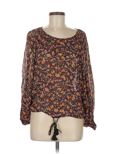 Pre-owned By Anthropologie 3/4 Sleeve Blouse In Brown
