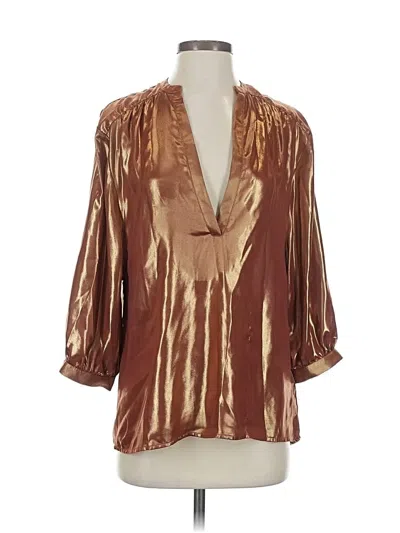 Pre-owned By Anthropologie 3/4 Sleeve Blouse In Brown