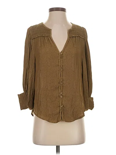 Pre-owned By Anthropologie 3/4 Sleeve Blouse In Brown