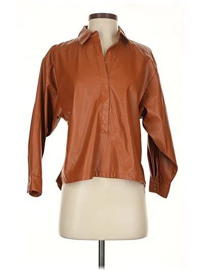 Pre-owned By Anthropologie 3/4 Sleeve Blouse In Brown