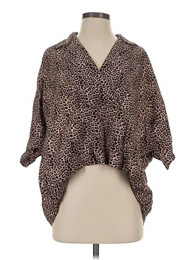 Pre-owned By Anthropologie 3/4 Sleeve Blouse In Brown