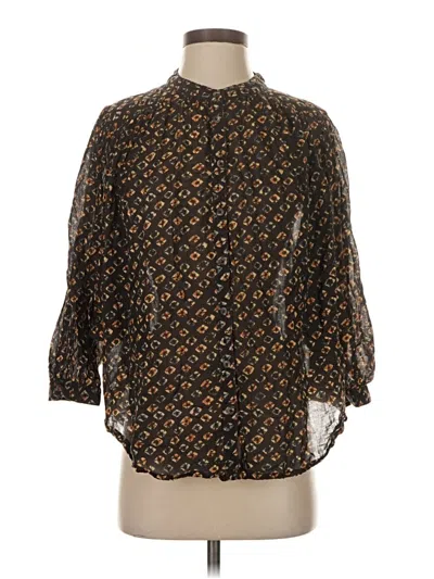 Pre-owned By Anthropologie 3/4 Sleeve Blouse In Brown