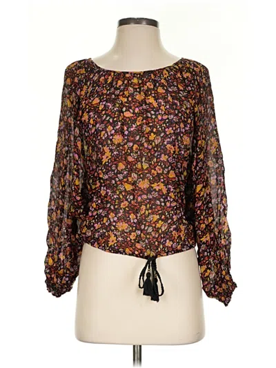Pre-owned By Anthropologie 3/4 Sleeve Blouse In Brown