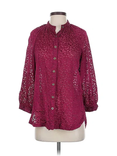 Pre-owned By Anthropologie 3/4 Sleeve Blouse In Burgundy