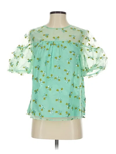 Pre-owned By Anthropologie 3/4 Sleeve Blouse In Green